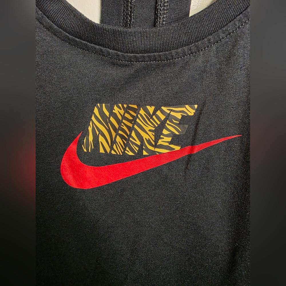 Nike Women's Black Tank Top with Red and Gold Zebra Print Logo - Picture 6 of 8